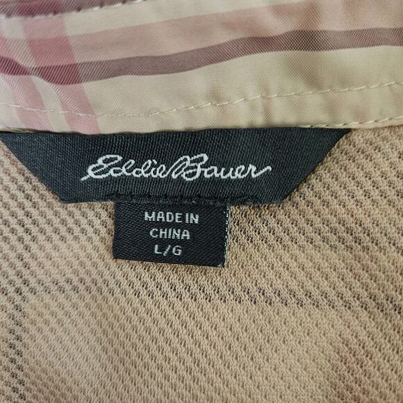 Eddie Bauer Shirt Women Size L Pink Plaid Short Sleeve Button Up Fishing Outdoor - Picture 8 of 10